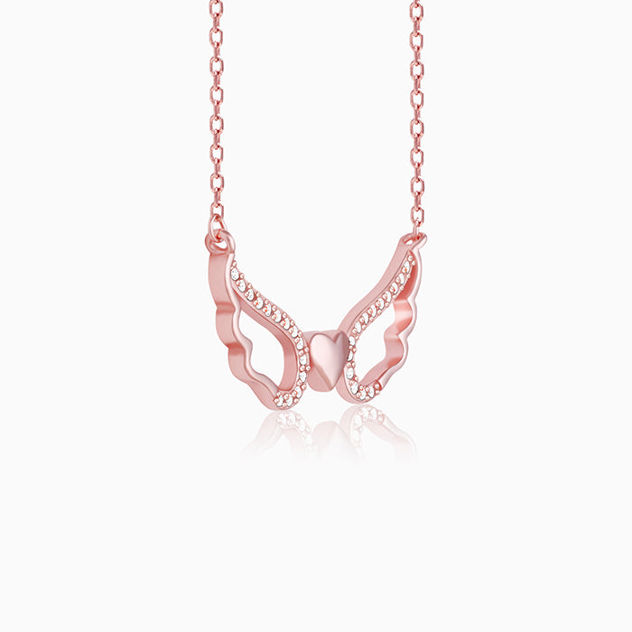 Rose Gold Wing It With Love Necklace