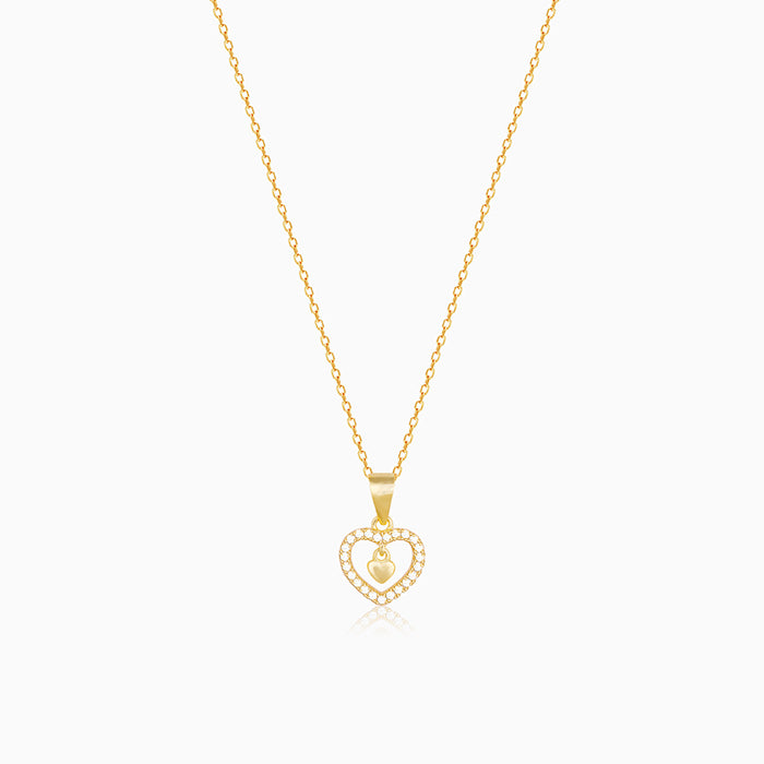 Golden Love Droplet Pendant With Link Chain