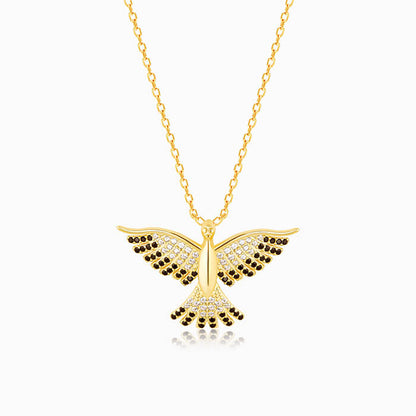 Golden Phoenix Black Stone Pendant with Link Chain