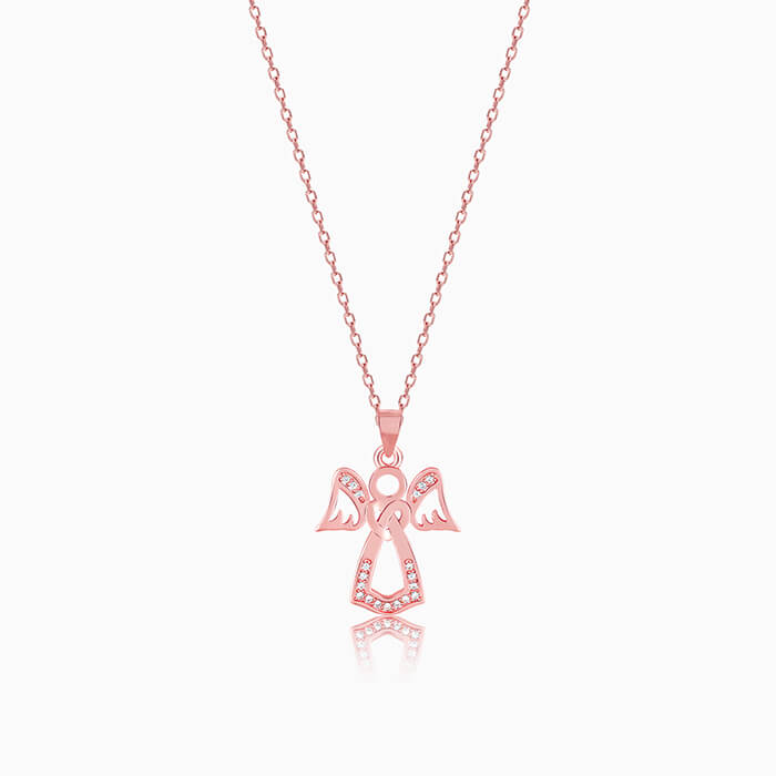 Rose Gold Angel Pendant with Link Chain