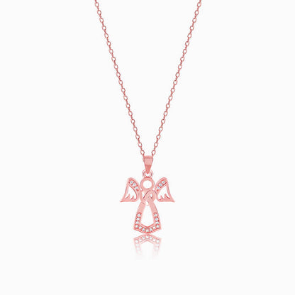 Rose Gold Angel Pendant with Link Chain