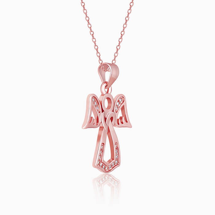 Rose Gold Angel Pendant with Link Chain