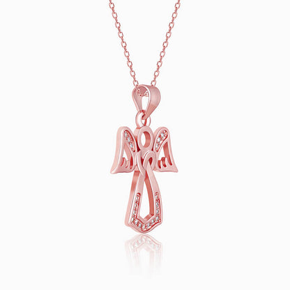 Rose Gold Angel Pendant with Link Chain