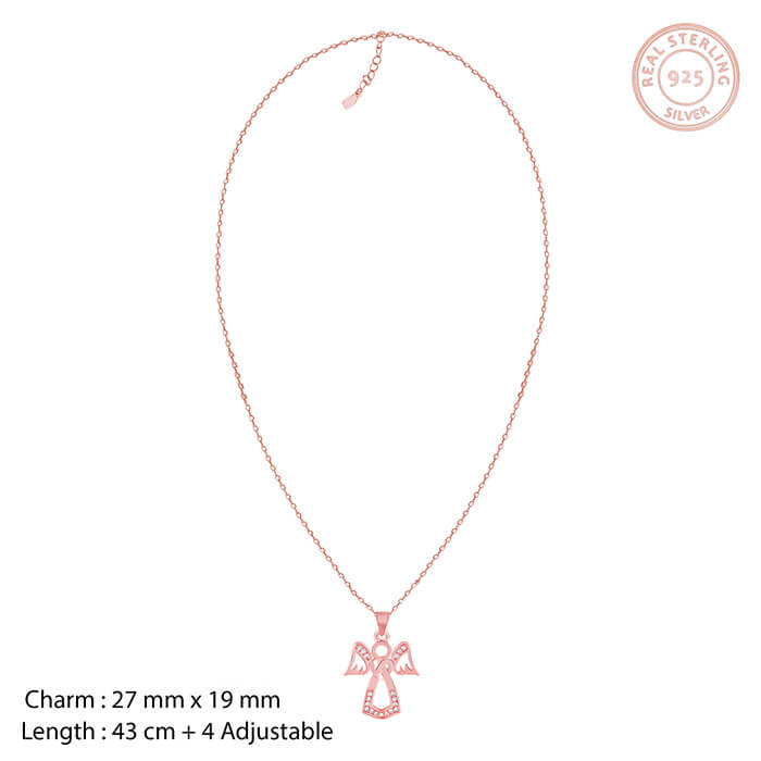 Rose Gold Angel Pendant with Link Chain