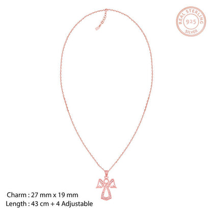 Rose Gold Angel Pendant with Link Chain