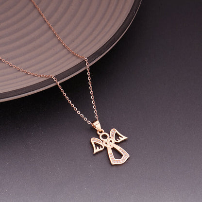 Rose Gold Angel Pendant with Link Chain