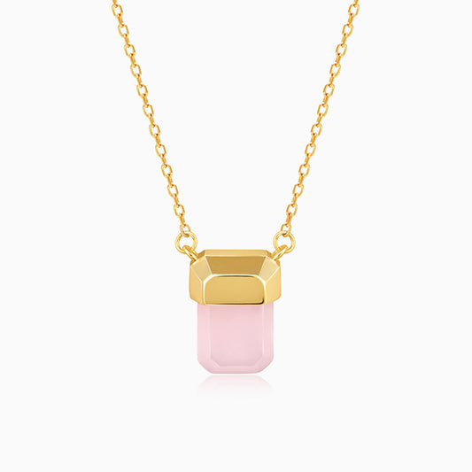 Golden Pink Stone Necklace