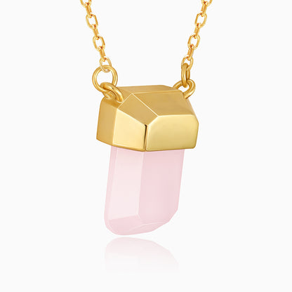 Golden Pink Stone Necklace