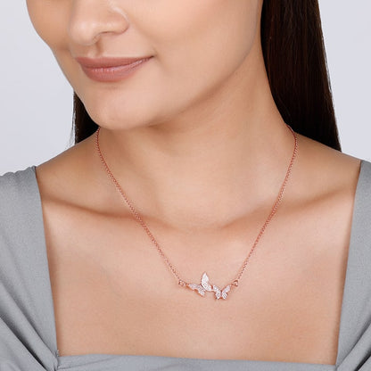 Rose Gold Wavering Wings Necklace