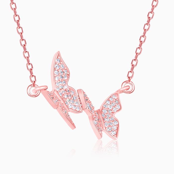 Rose Gold Wavering Wings Necklace