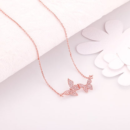 Rose Gold Wavering Wings Necklace