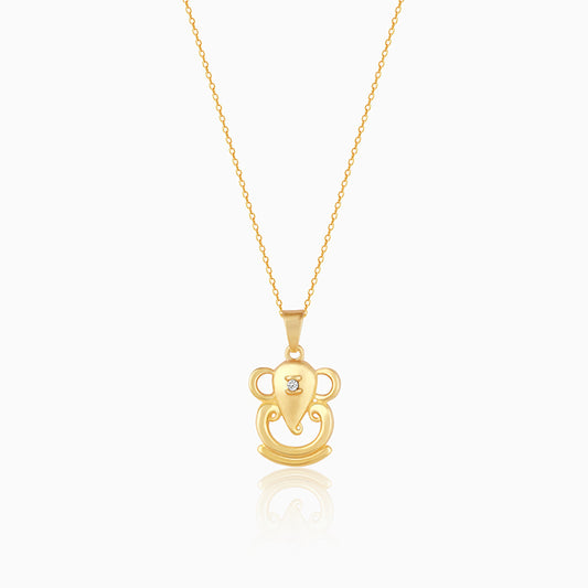 Golden Ganpati Pendant With Link Chain