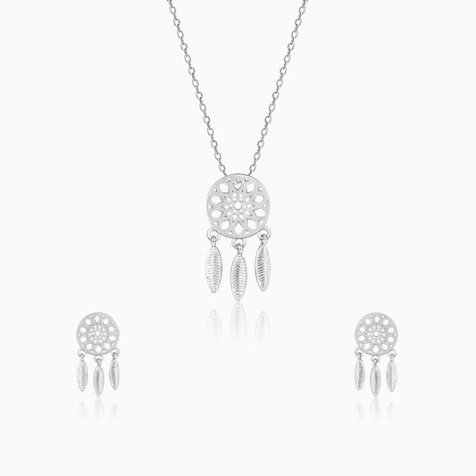 Silver Dreamcatcher Necklace Set