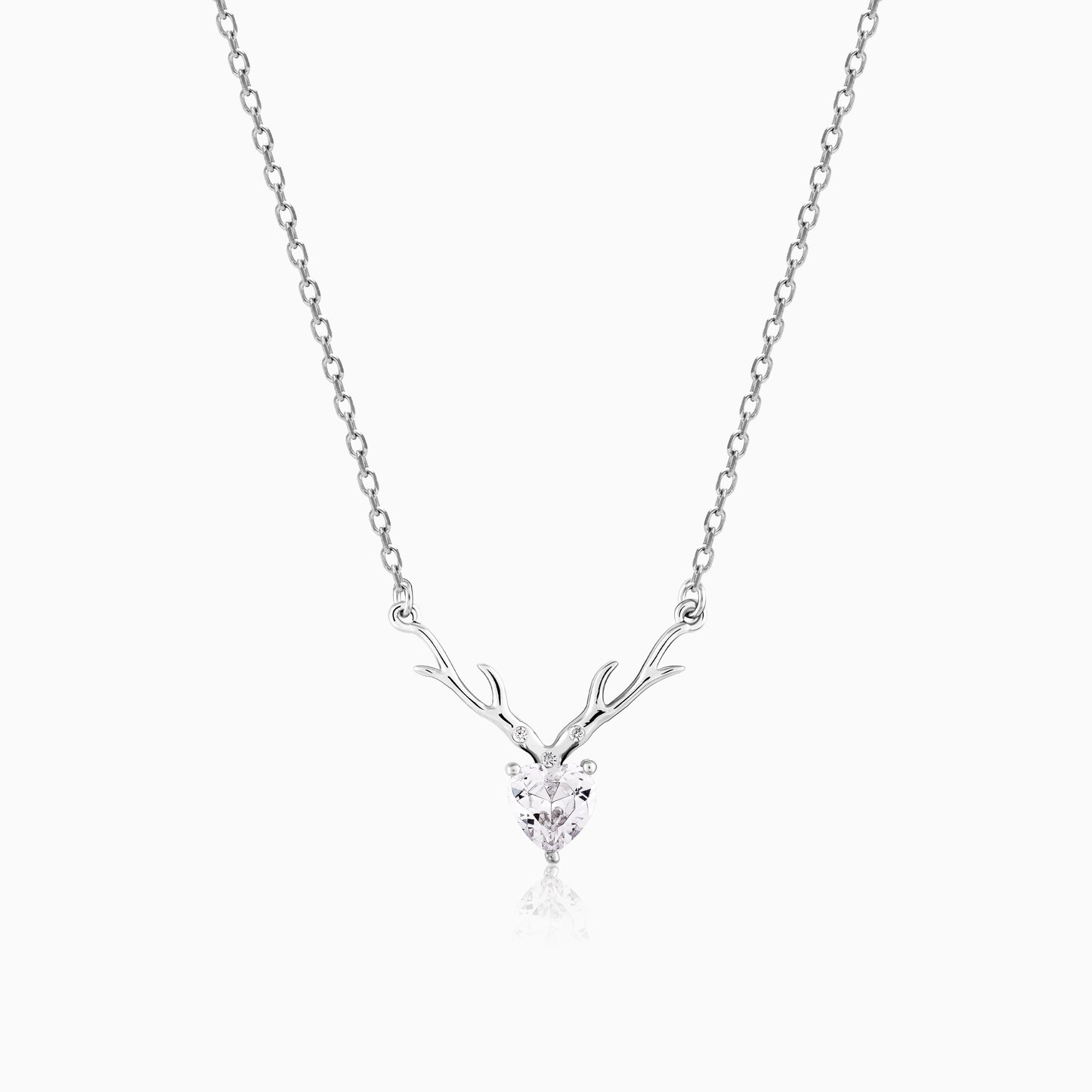 Silver Deer Solitaire Heart Set