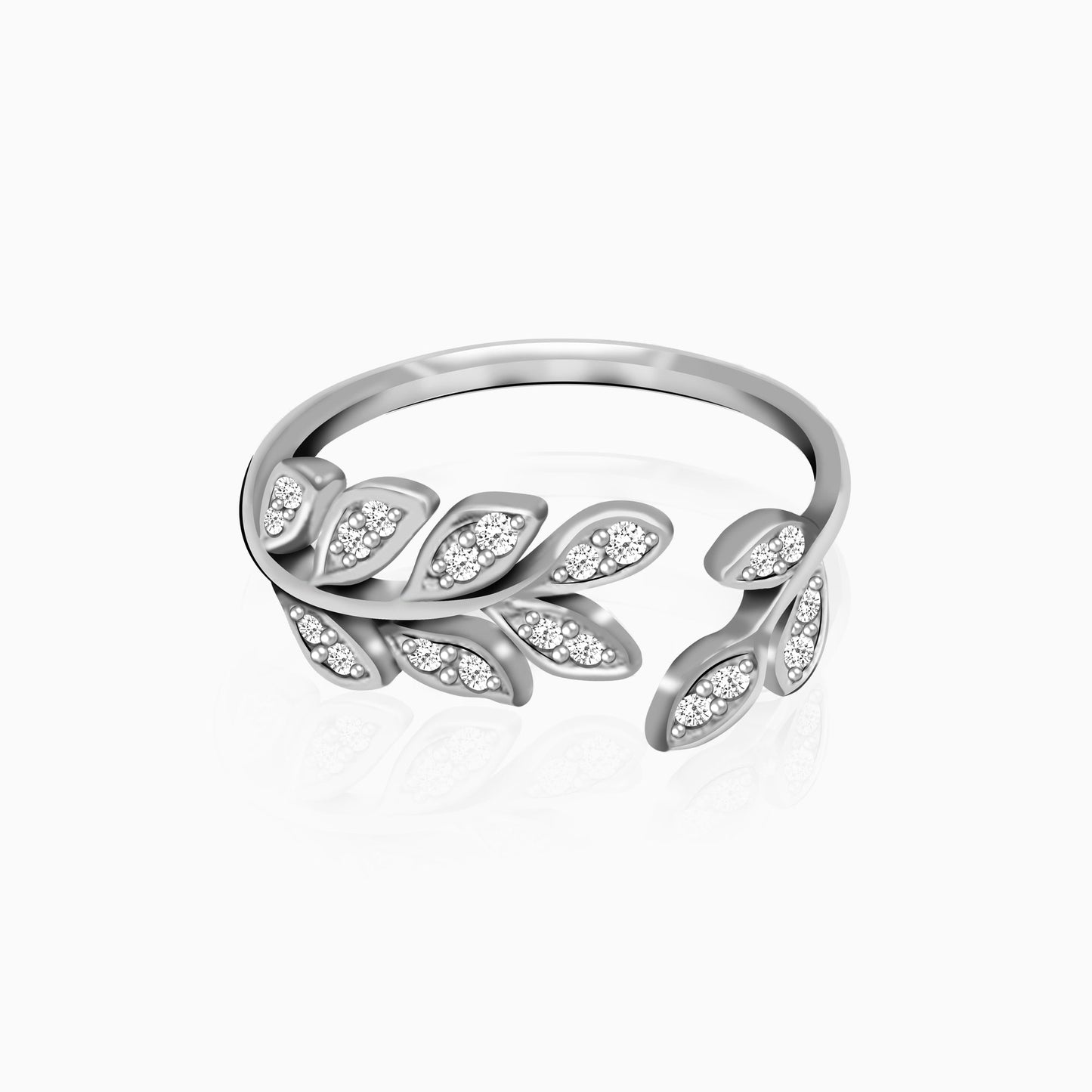 Silver Zircon Leaf Set