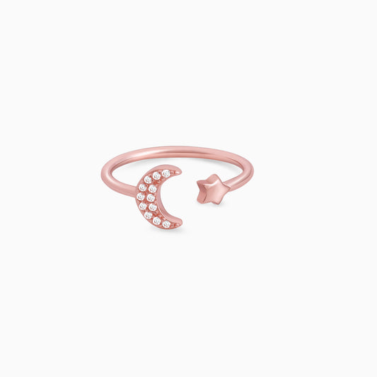 Rose Gold Moon-Star Constellation Ring