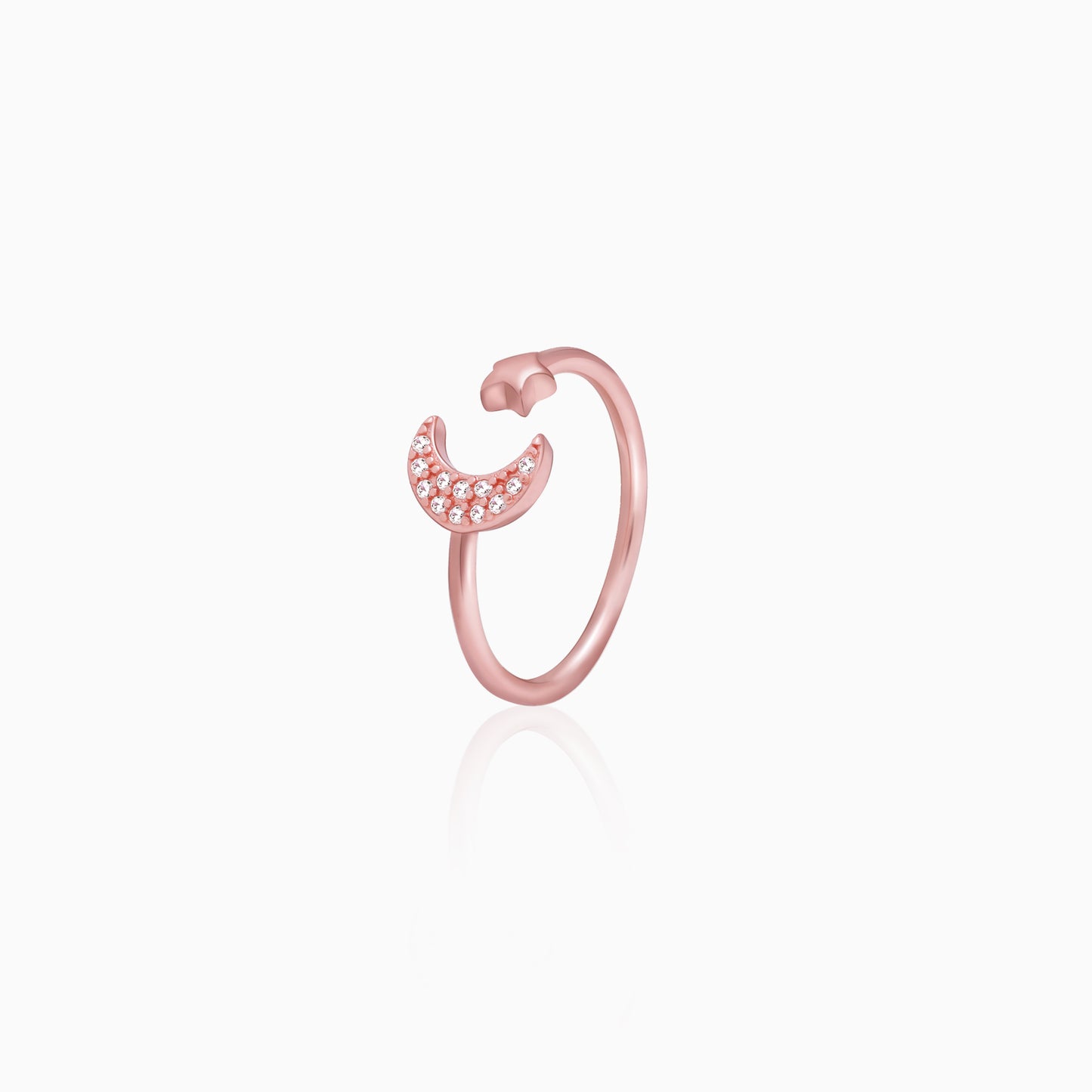 Rose Gold Moon-Star Constellation Ring