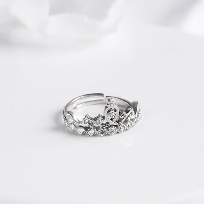 Silver Sparkling Crown Ring