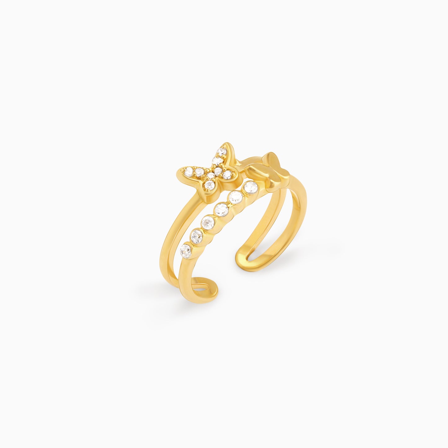 Golden Butterfly In Love Ring