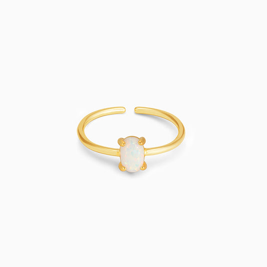 Golden Oval White Ring