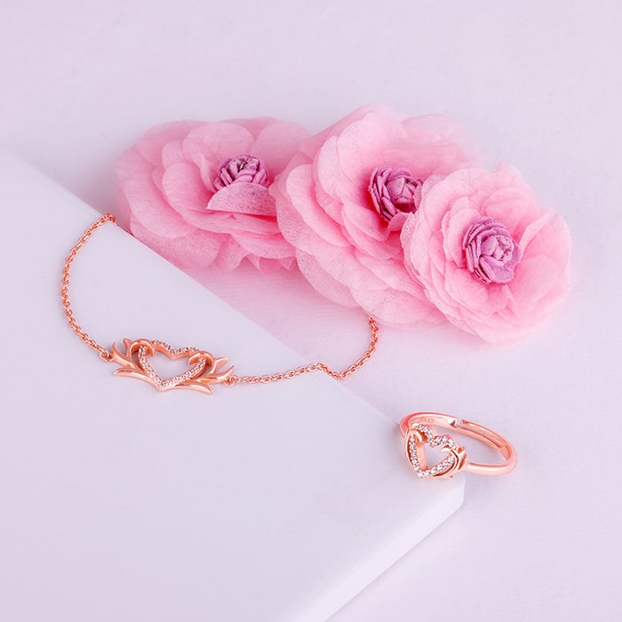 Rose Gold Intertwined In Love Set