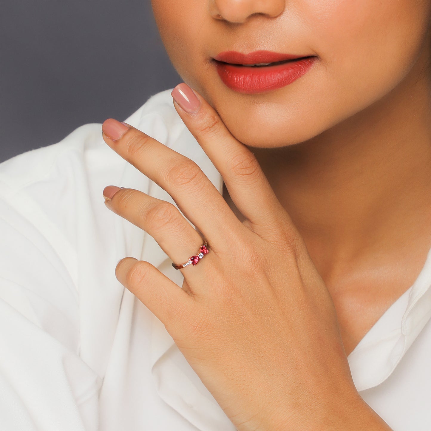 Anushka Sharma Rose Gold Cherry Bow Heart Ring