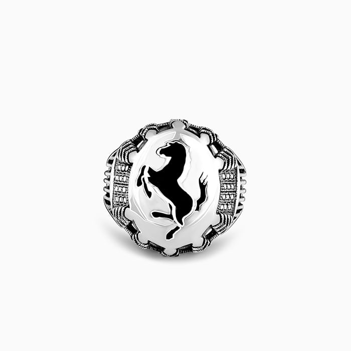 Silver Stallion Men's Ring by GIVA Jewellery