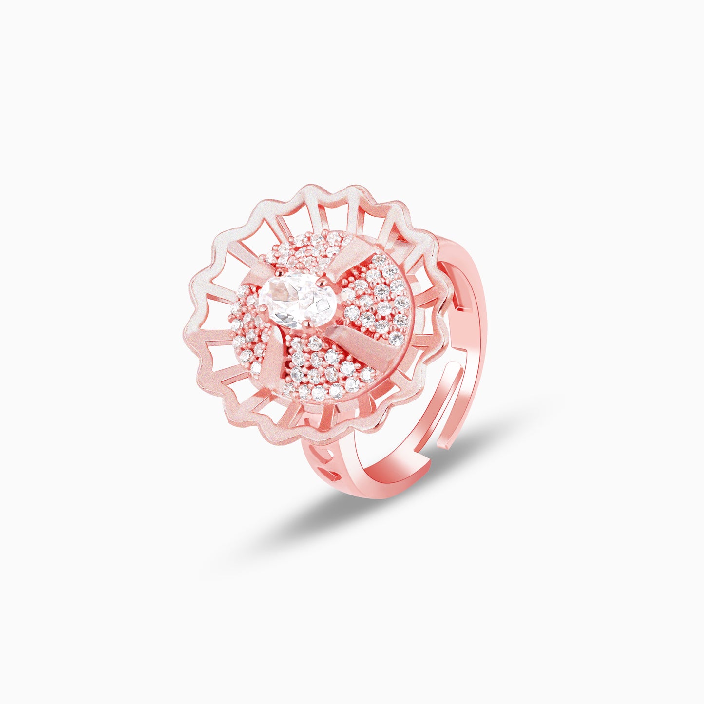 Rose Gold Floral Cocktail Ring