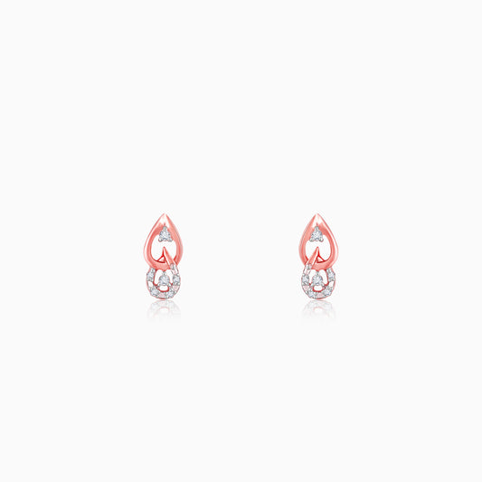 Silver Diamond Rose Gold Earrings