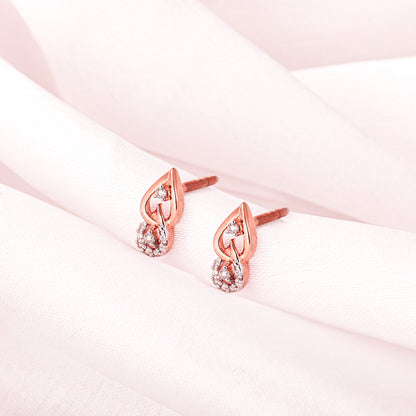 Silver Diamond Rose Gold Earrings