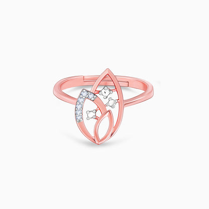 Rose Gold Diamond Triple Leaf Ring