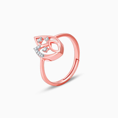 Rose Gold Diamond Triple Leaf Ring