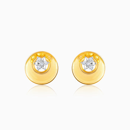 Golden Diamond Love Circle Earrings