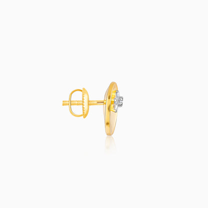 Golden Diamond Love Circle Earrings