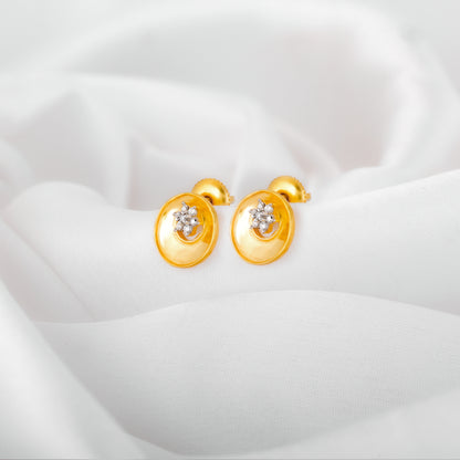 Golden Diamond Love Circle Earrings