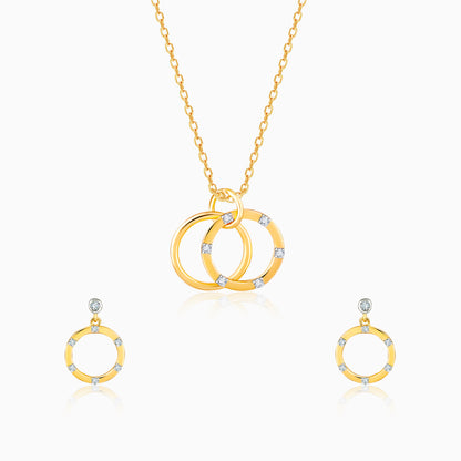 Golden Diamond Double Ring Set