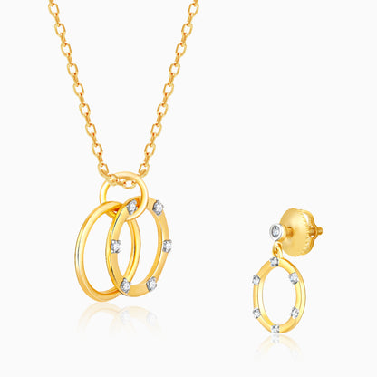 Golden Diamond Double Ring Set