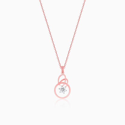 Rose Gold Diamond Hoops of Love Pendant with Link Chain