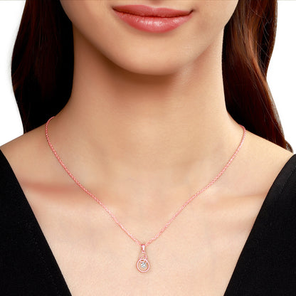 Rose Gold Diamond Hoops of Love Pendant with Link Chain