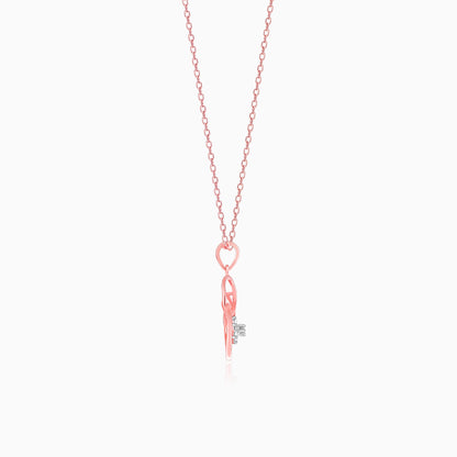 Rose Gold Diamond Hoops of Love Pendant with Link Chain