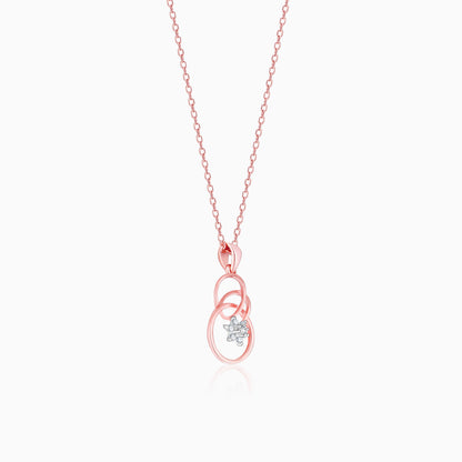 Rose Gold Diamond Hoops of Love Pendant with Link Chain