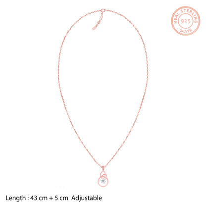 Rose Gold Diamond Hoops of Love Pendant with Link Chain