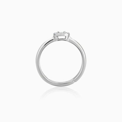 Silver Diamond Square Ring