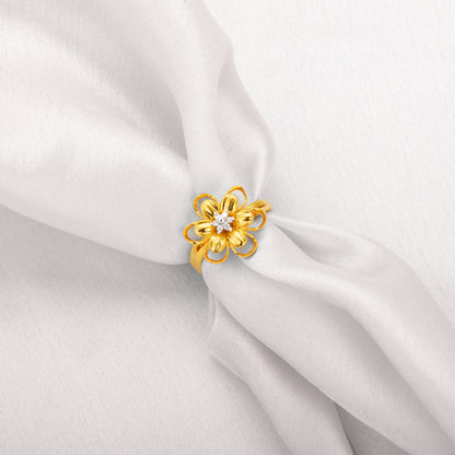 Golden Diamond Double Layered Floral Ring