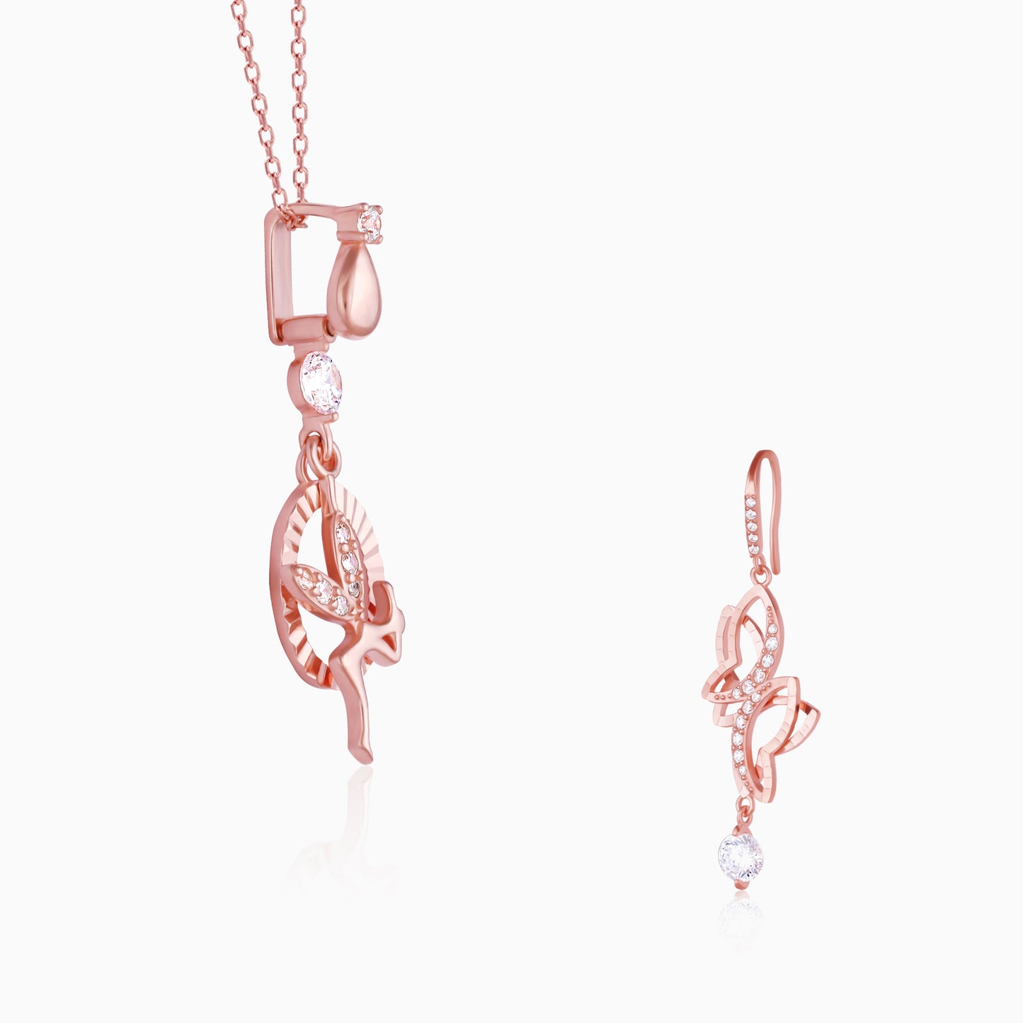 Rose Gold Zircon Fairy Set with Link Chain