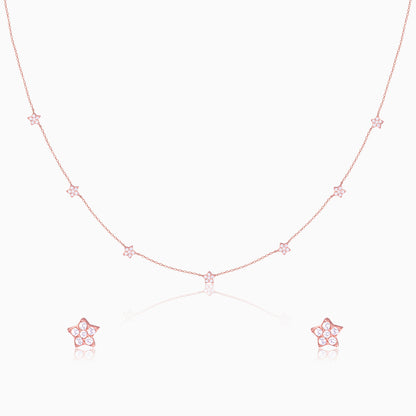 Rose Gold Star Constellation Necklace & Earrings Set