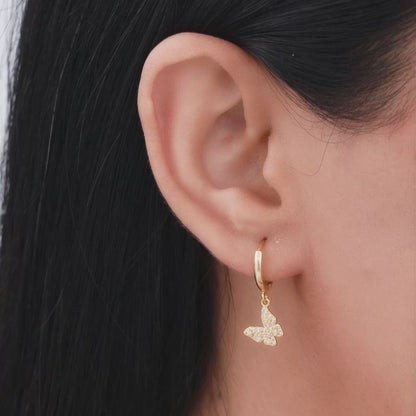 Golden Fluttering Butterfly Earrings