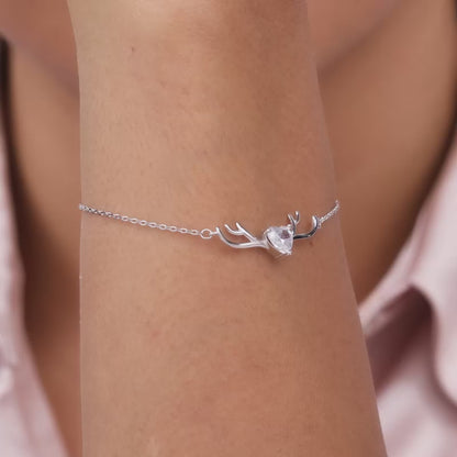 Silver Deer Heart Bracelet