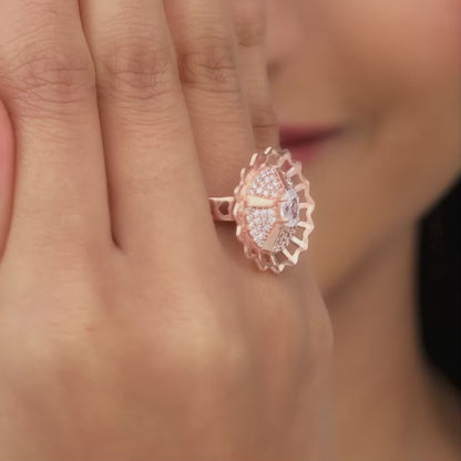 Rose Gold Floral Cocktail Ring