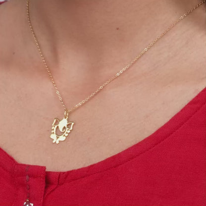 Golden Ganapati Silhouette Pendant with Link Chain